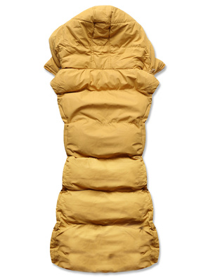 Żółty bezrękawnik z kapturem puchowy