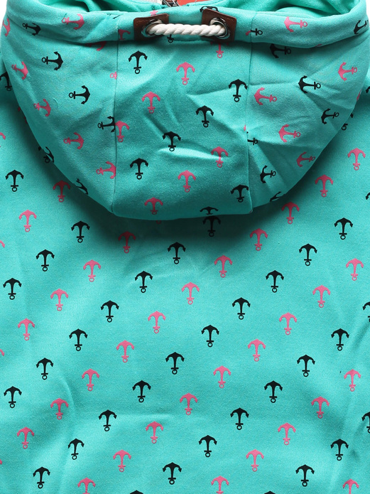 Zielona damska rozpinana długa bluza w kotwice