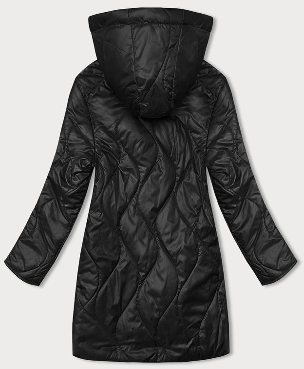 Czarna dwukolorowa wyszczuplająca przejściowa genialnie pikowana kurtka plus size