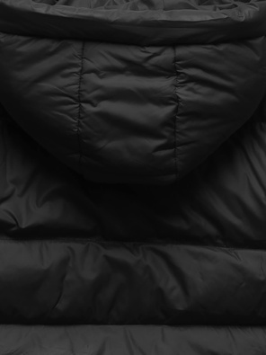 Czarna genialna zimowa pikowana kurtka damska z kapturem