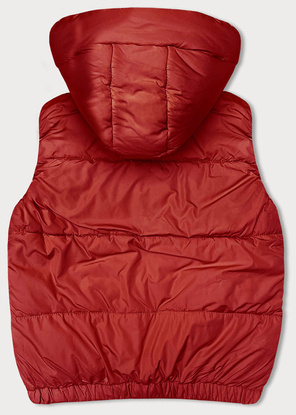 Czerwony pikowany bezrękawnik z kapturem