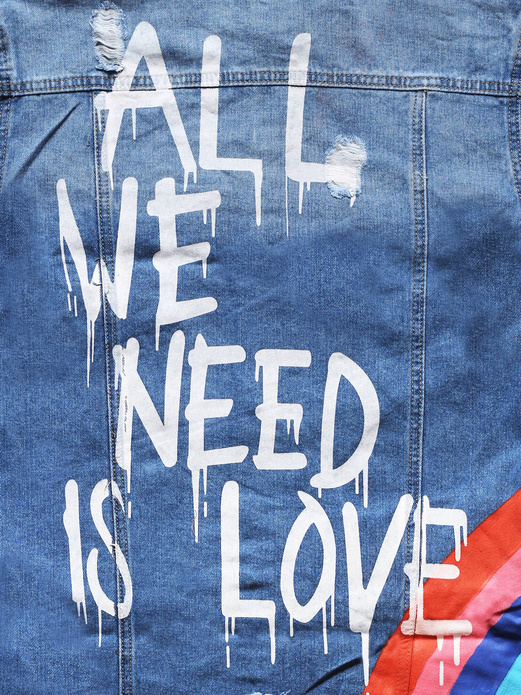 Jeansowa kolorowa fantastyczna damska kurtka