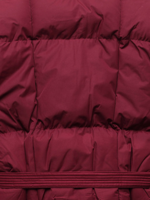 Bordowa damska zimowa kurtka z kapitalnym kołnierzem