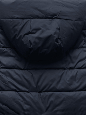 Granatowa genialna długa zimowa damska kurtka z kapitalnym kapturem 