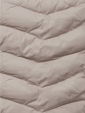 Beżowy puchowy pikowany bezrękawnik z kołnierzem kamizelka ze stójką