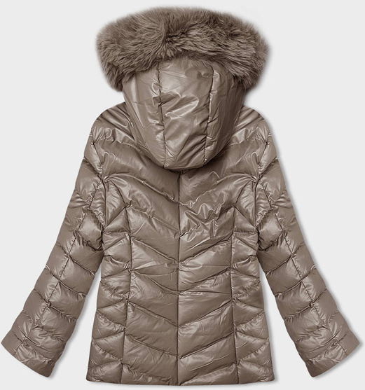 Cappuccino kurtka zimowa pikowana z kapturem