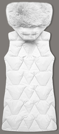 Biały bezrękawnik kamizelka damska z kapturem