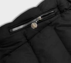 Czarna fantastyczna pikowana zimowa kurteczka