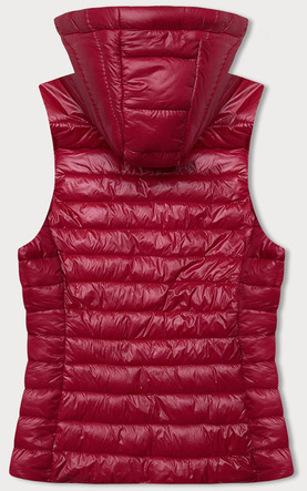 Czerwony lekki pikowany dopasowany bezrękawnik kamizelka z kapturem