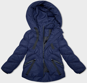 Granatowa pikowana kurtka z kapturem