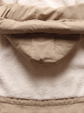 Beżowa ecru kapitalna kurtka z łączonych materiałów