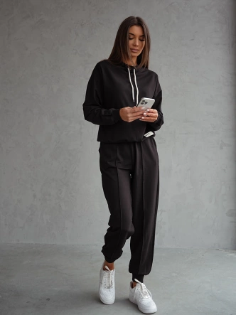Czarny czaderski damski dres komplet bluza stójka spodnie