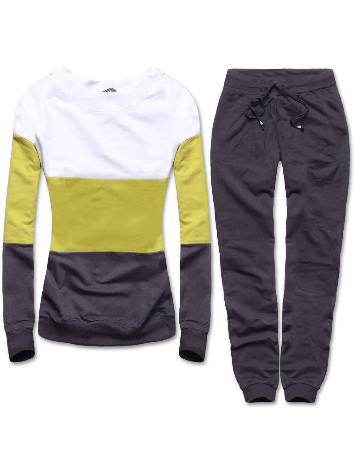 Biało limonkowy grafitowy dres fitness i casual basic