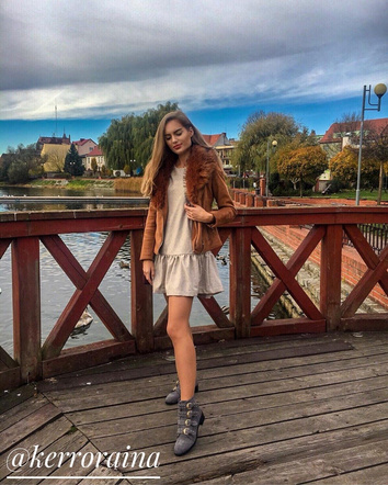 ZAMSZOWA RAMONESKA DAMSKA Z FUTERKIEM KARMELOWA (6501)