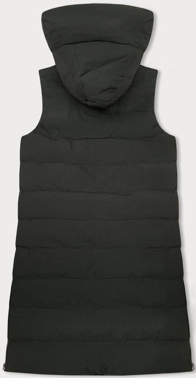 Khaki czadowy bezrękawnik kamizelka puchowa z kapturem