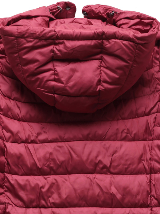 Bordowa damska pikowana przejściowa kurtka dzianinowe ściągacze