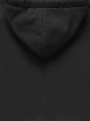 Czarna rewelacyjna damska bluza typu long z kapturem