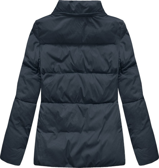 Granatowa zimowa ciepła damska kurtka z kapturem