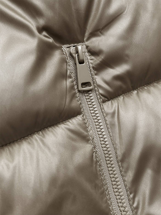 Cappuccino krótki modny puchowy bezrękawnik z kapturem