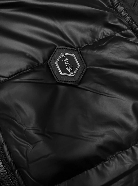 Czarny krótki modny pikowany damski bezrękawnik kamizelka stójka