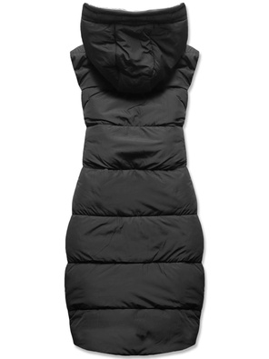 Czarna jasno beżowa fenomenalna kamizelka bezrękawnik z kapturem