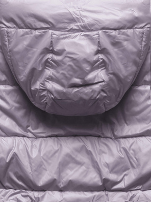 Wrzosowa zimowa pikowana kurtka z kapturem i kołnierzem