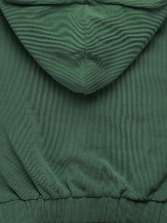 Oliwkowy prążkowany dres komplet z kapturem