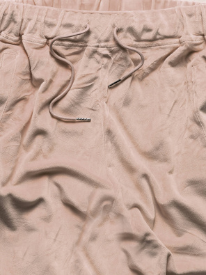 Beżowy welurowy gładki dres