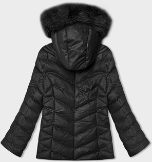 Czarna kurtka zimowa pikowana z kapturem