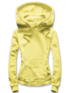 Żółta damska bluza dresowa z kapturem kangurka