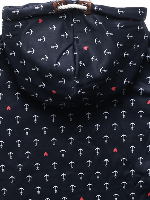 Granatowa bluza damska z genialnym kołnierzem cała w kotwiczki