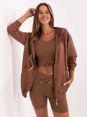 Brązowy rewelacyjny damski trzyczęściowy komplet