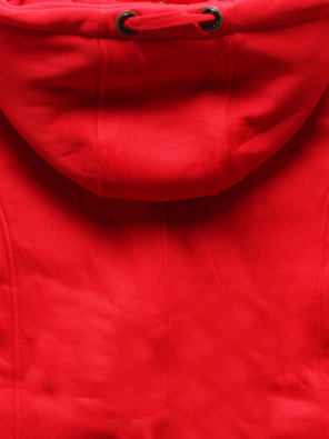 Czerwona ciepła długa bluza damska ze wstawką 