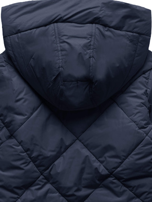 Granatowa lekka pikowana kurteczka z kapturem