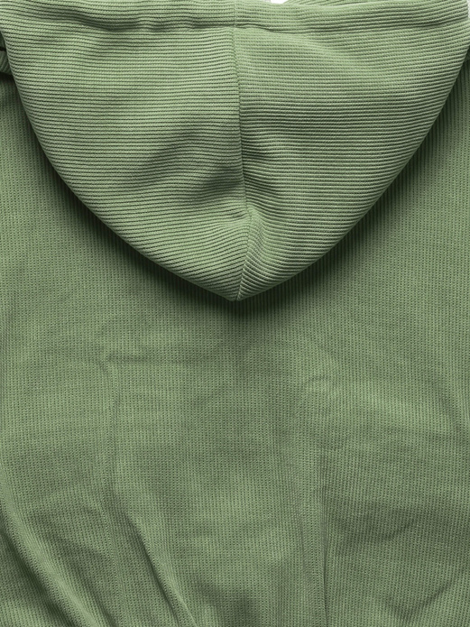 Oliwkowy prążkowany dres komplet z kapturem