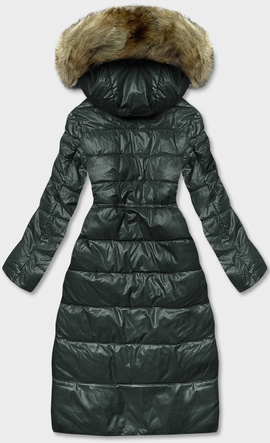 Ciemnozielony cudowny pikowany zimowy płaszczyk