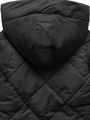 Czarna lekka pikowana kurteczka z kapturem