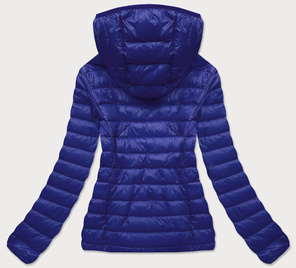 Granatowa lekka przejściowa pikowana kurtka z kapturem