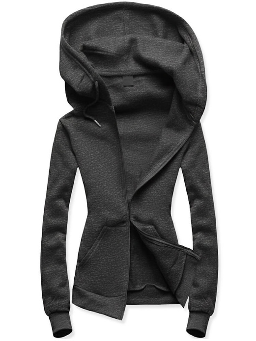Grafitowa damska rozpinana bluza z kapturem basic