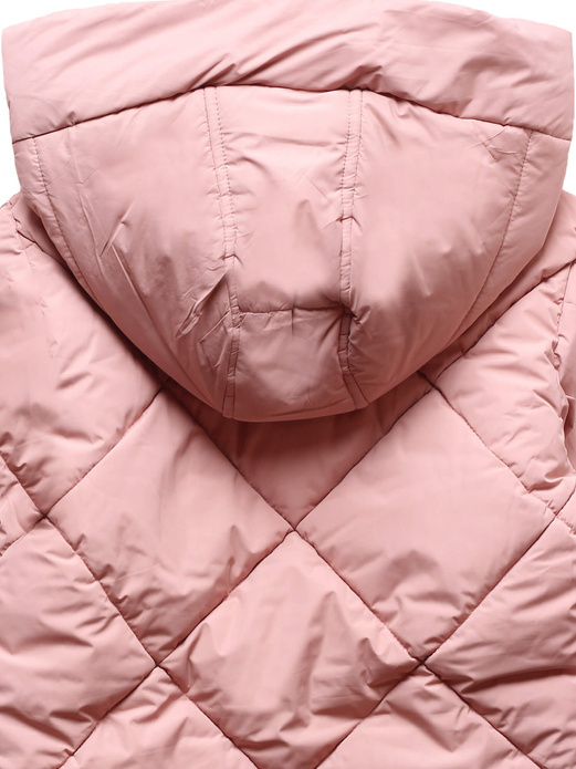 Różowa lekka pikowana kurteczka z kapturem