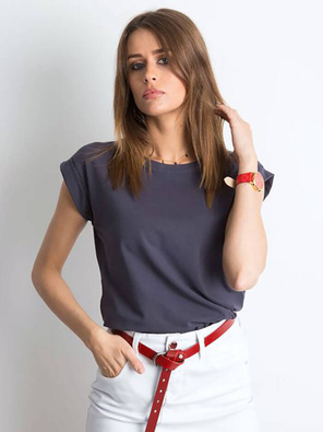 Grafitowa gładka bluzka basic top