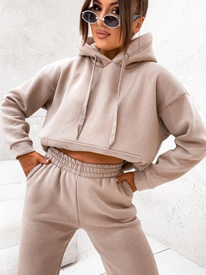 Cappucino damski welurowy kapitalny gładki dres komplet 