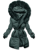 Zielona rewelacyjna damska zimowa kurtka z kapturem netmoda