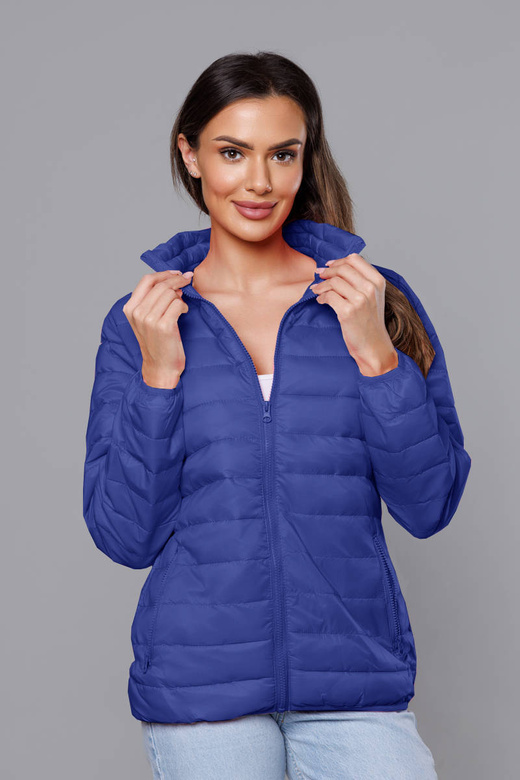 Granatowa urocza kurtka pikowana ze stójką