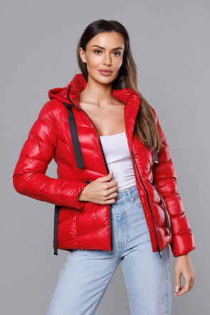 Czerwona lux zimowa pikowana kurtka