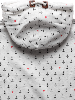 Biała bluza damska z genialnym kołnierzem cała w kotwiczki