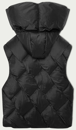 Czarna oversizowa genialnie pikowana kamizelka z kapturem