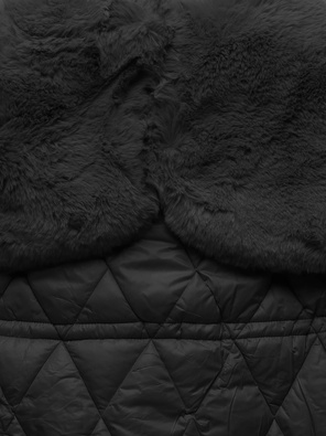 Czarna unikatowa damska kurtka zimowa z mega kołnierzem