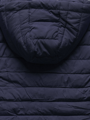 Granatowa pikowana kurtka na z kapturem