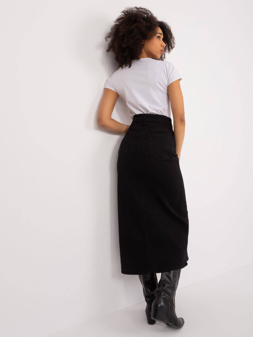 Czarna długa jeansowa maxi spódnica